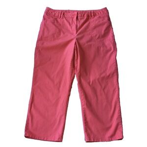 French Laundry Crop Capri Pants Women 14 L Beach Coastal Coral Cotton Wide Leg